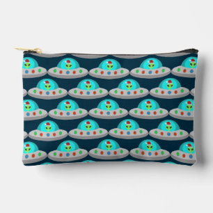 Christmas UFO Ho Ho Alien flying saucer Patterned Accessory Pouch
