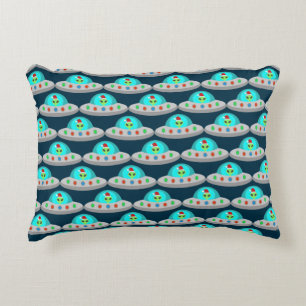 Christmas UFO Ho Ho Alien flying saucer Patterned Decorative Cushion