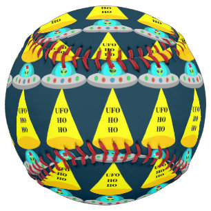 Christmas UFO Ho Ho Alien flying saucer Patterned Softball
