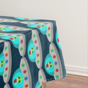 Christmas UFO Ho Ho Alien flying saucer Patterned Tablecloth