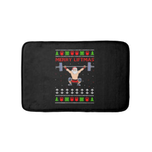 Christmas Ugly Christmas Weightlifting Bath Mat