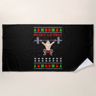 Christmas Ugly Christmas Weightlifting Beach Towel