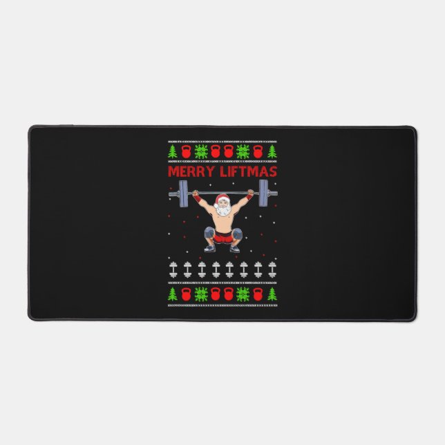 Christmas Ugly Christmas Weightlifting Desk Mat (Front)