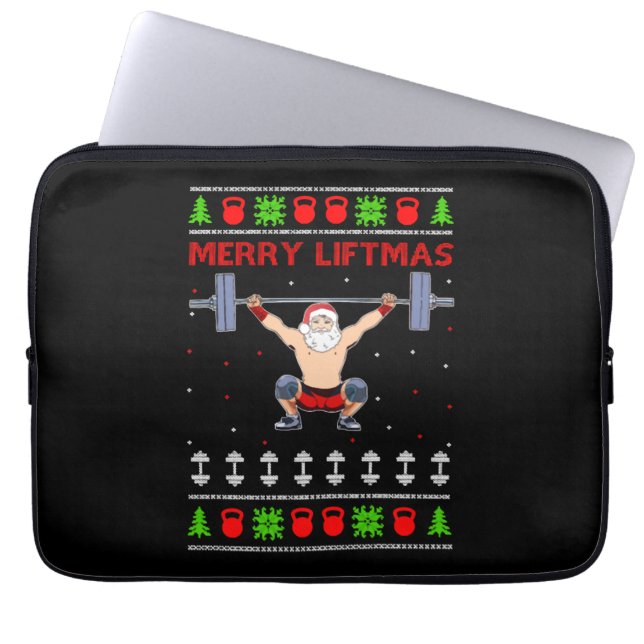 Christmas Ugly Christmas Weightlifting Laptop Sleeve (Front)