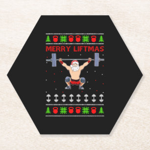 Christmas Ugly Christmas Weightlifting Paper Coaster