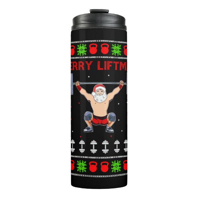 Christmas Ugly Christmas Weightlifting Thermal Tumbler (Front)
