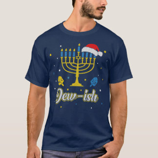 Christmas Ugly Hanukkah Xmas menorah Santa hat Jew T-Shirt
