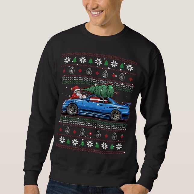 Christmas Ugly Nissan Skyline R34! Car Guy Gift Sweatshirt (Front)