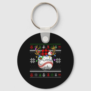Christmas Ugly Sater Santa Hat Men Kids Baseball  Key Ring