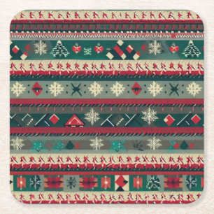 Christmas Ugly Sweater 4 Square Paper Coaster