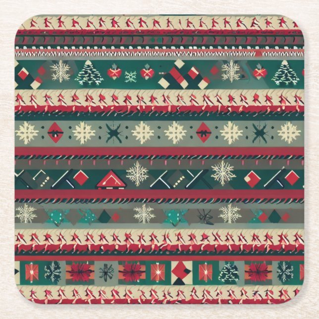 Christmas Ugly Sweater 4 Square Paper Coaster (Front)