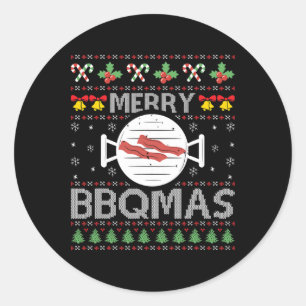 Christmas Ugly Sweater Byrbecue Xmas Party Merry B Classic Round Sticker
