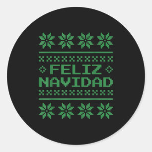 Christmas Ugly Sweater Feliz Navidad Xel Pattern S Classic Round Sticker