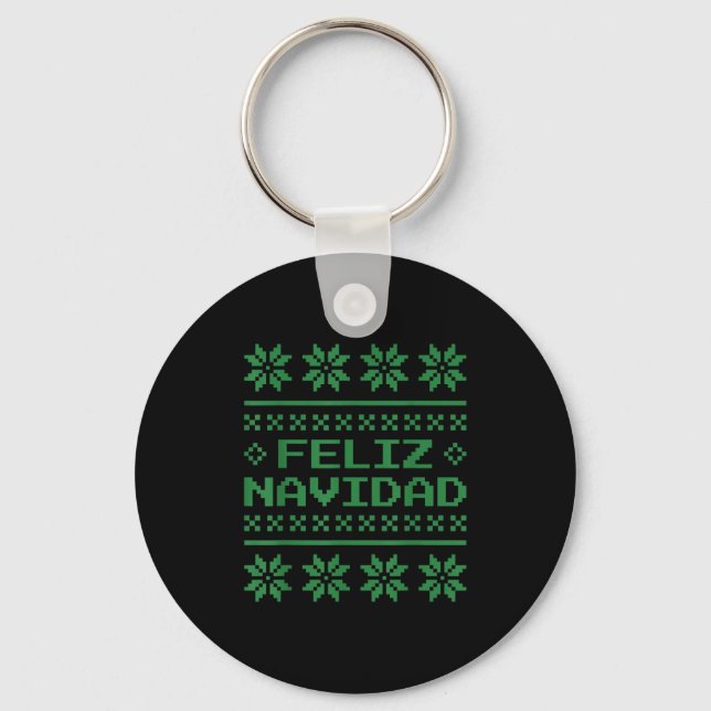 Christmas Ugly Sweater Feliz Navidad Xel Pattern S Key Ring (Front)