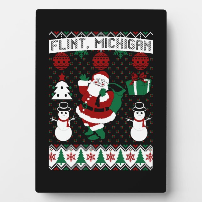 Christmas Ugly Sweater Flint Michigan Plaque (Front)
