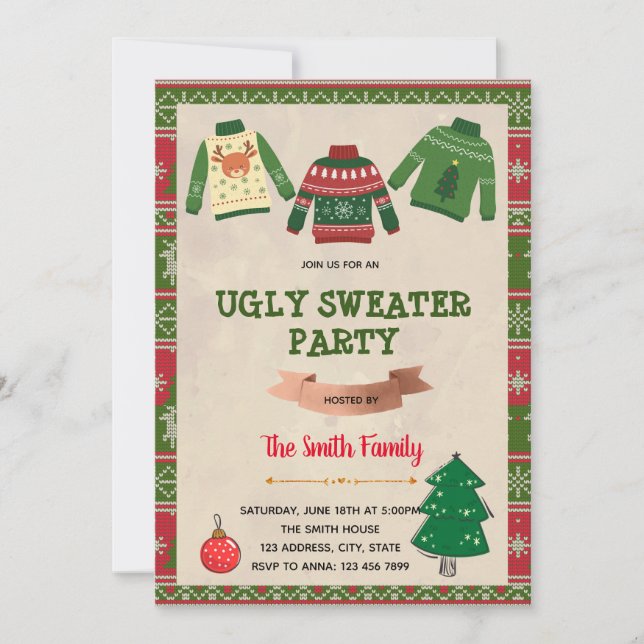 Christmas ugly sweater invitation (Front)