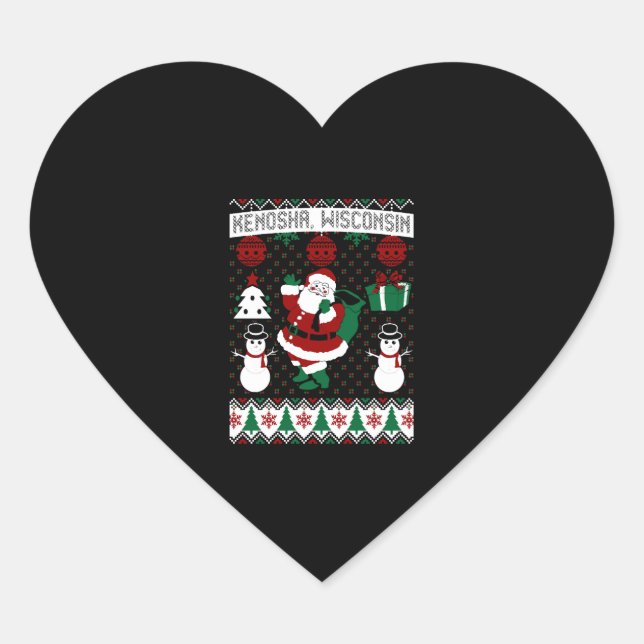 Christmas Ugly Sweater Kenosha Wisconsin Heart Sticker (Front)