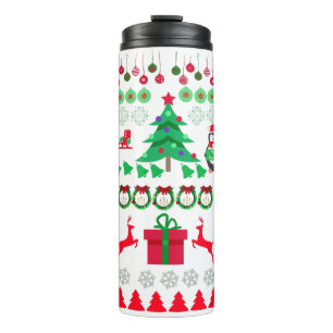 Christmas Ugly Sweater Knit Pattern Thermal Tumbler