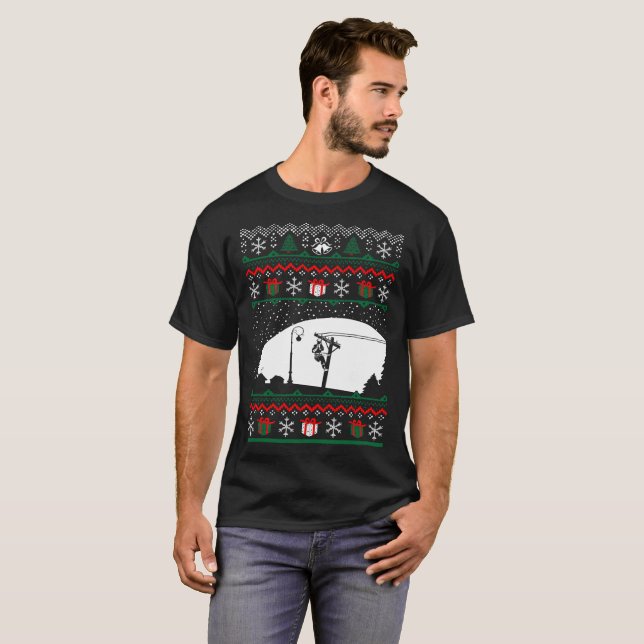 Christmas Ugly Sweater Lineman Tshirt (Front Full)