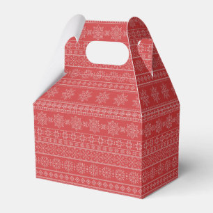 Christmas ugly sweater nordic red white snowflake favour box