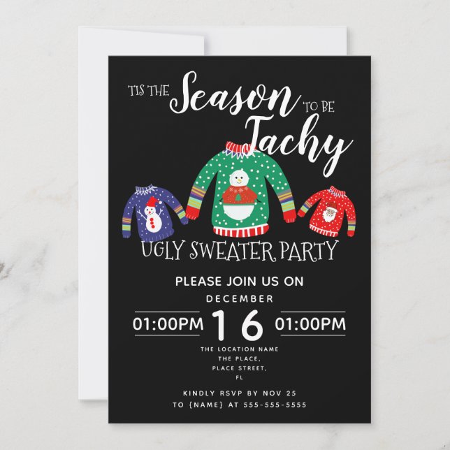Christmas ugly sweater party fundraiser event invitation (Front)