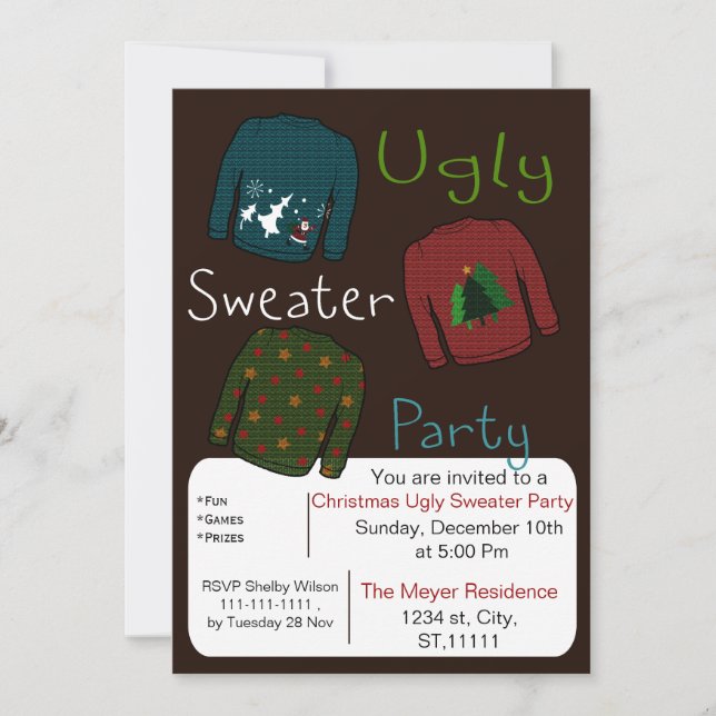 Christmas Ugly sweater Party Invites (Front)