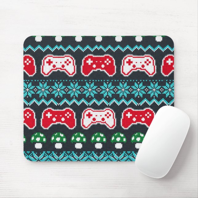Christmas Ugly Sweater Pattern Gaming Controller Mouse Pad (With Mouse)