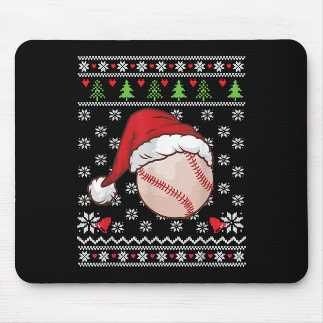 Christmas Ugly Sweater Style Baseball Xmas Merry S Mouse Pad (Front)