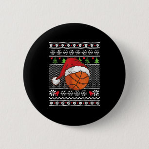 Christmas Ugly Sweater Style Basketball Xmas Merry 6 Cm Round Badge