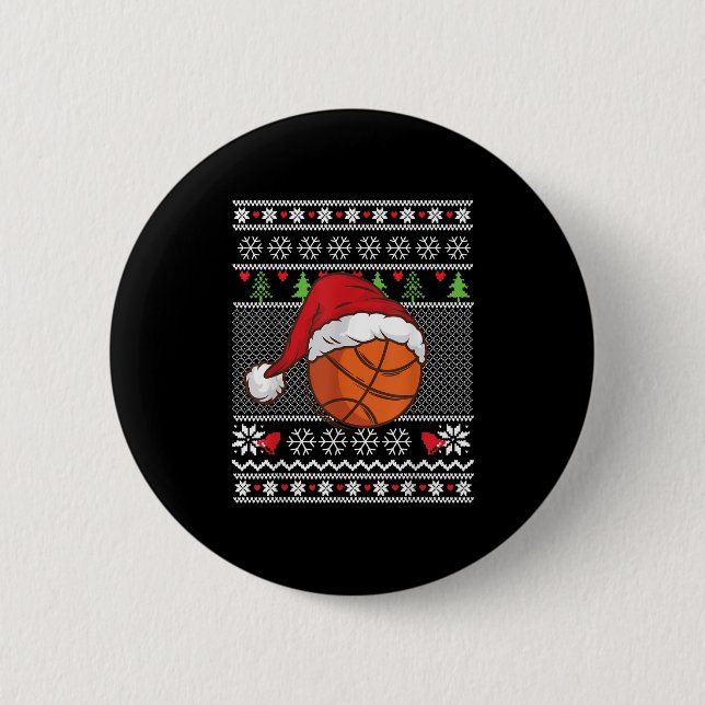 Christmas Ugly Sweater Style Basketball Xmas Merry 6 Cm Round Badge (Front)