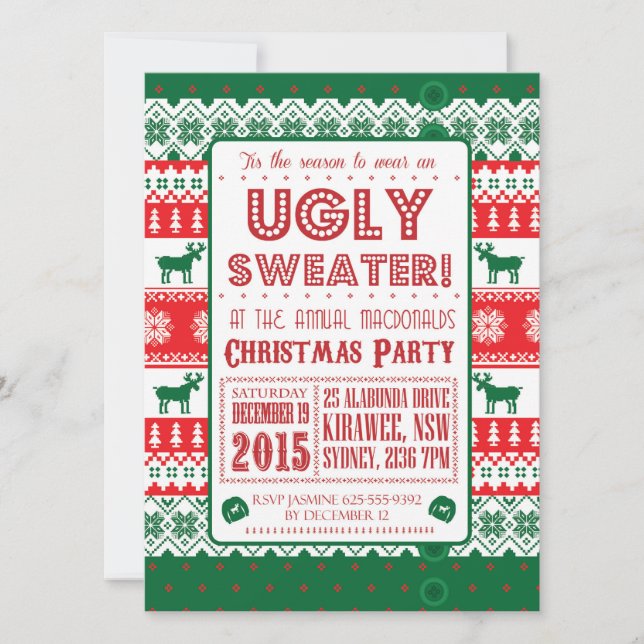 Christmas - Ugly Sweater - Tacky - Invitation (Front)