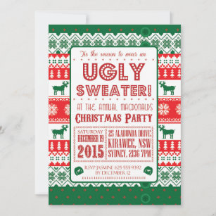 Christmas - Ugly Sweater - Tacky - Invitation