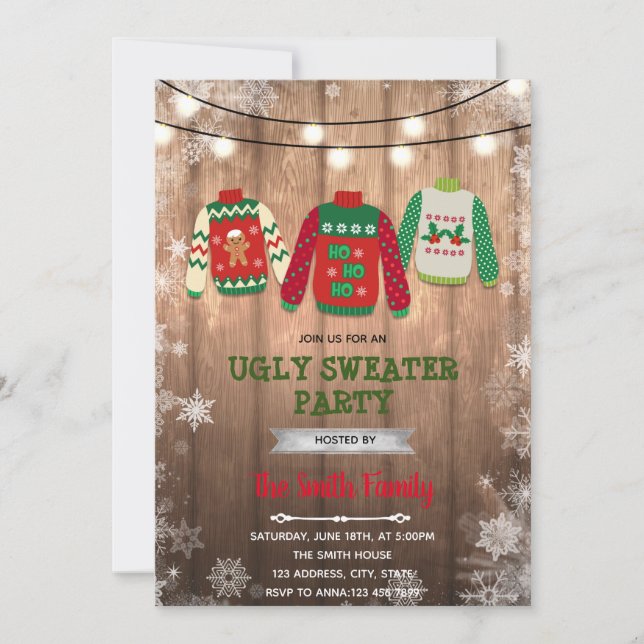 Christmas ugly sweater theme invitation (Front)