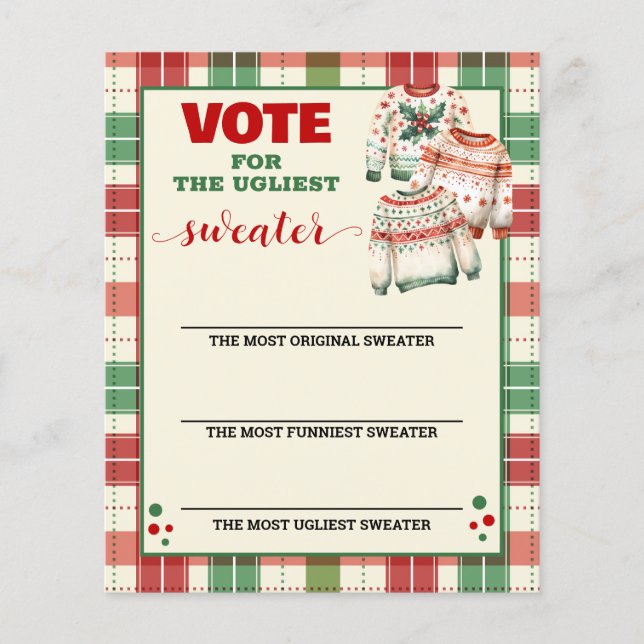 Christmas Ugly Sweater Voting Card (Front)