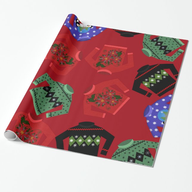 Christmas Ugly Sweaters Glossy Wrapping Paper (Unrolled)