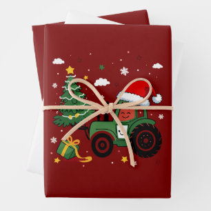 Christmas Ugly Xmas Funny Santa Reindeer Truck  Wrapping Paper Sheet