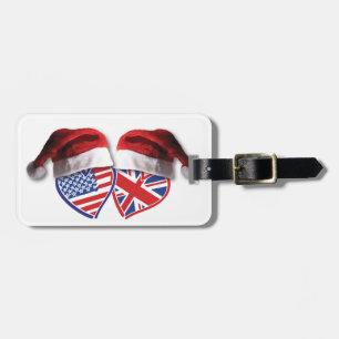 Christmas UK USA Patriotic Heats Luggage Tag