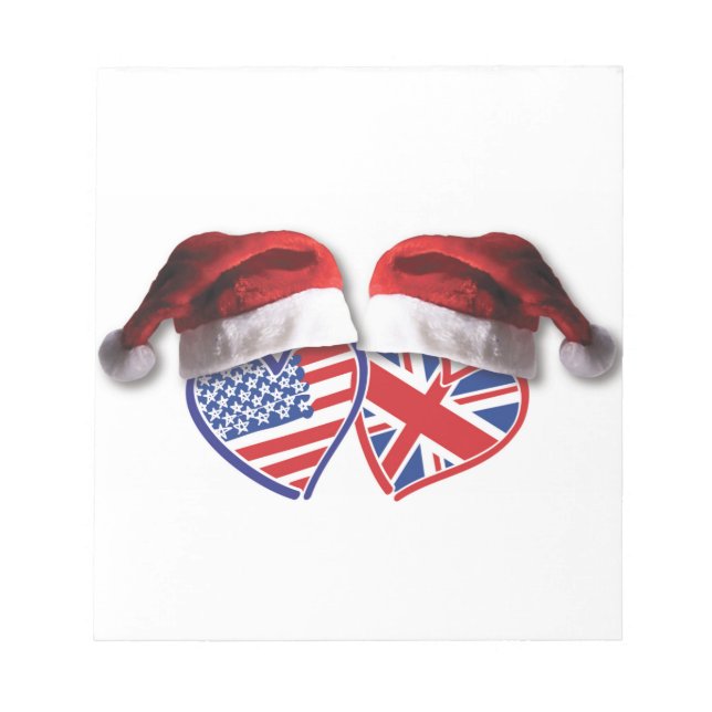 Christmas UK USA Patriotic Heats Notepad (Front)