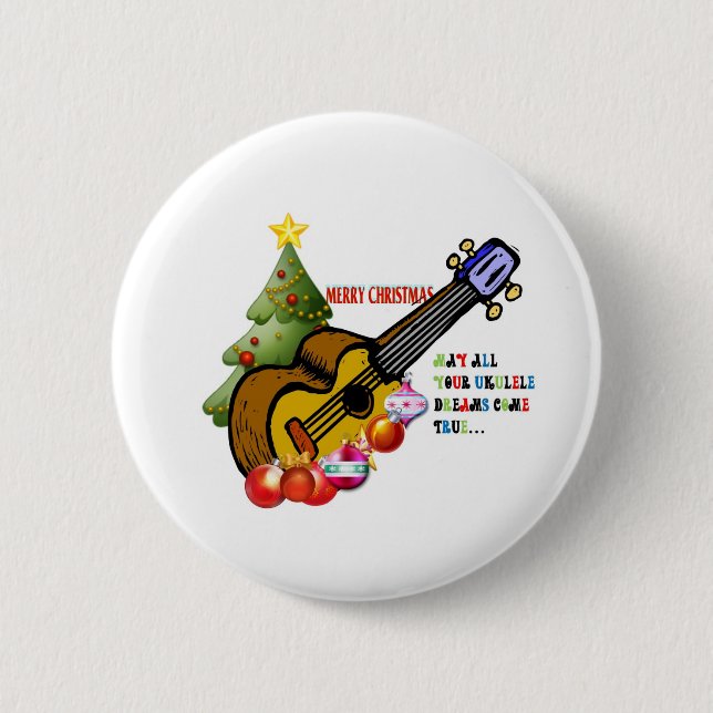 Christmas Ukulele Shirt 6 Cm Round Badge (Front)