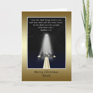 Christmas, Uncle, Religious, Nativity and Cross Holiday Card