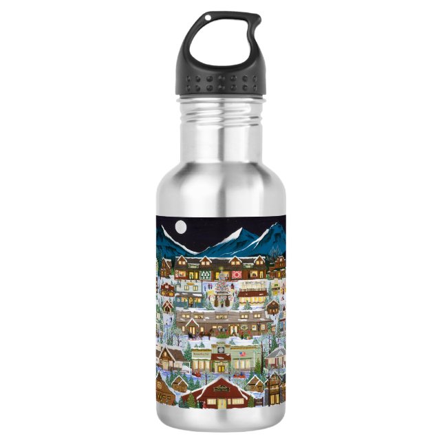 Christmas Under the Cascade Mountains 532 Ml Water Bottle (Front)
