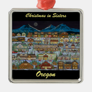 Christmas Under the Cascade Mountains Metal Ornament