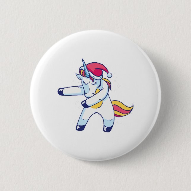 Christmas Unicorn 6 Cm Round Badge (Front)
