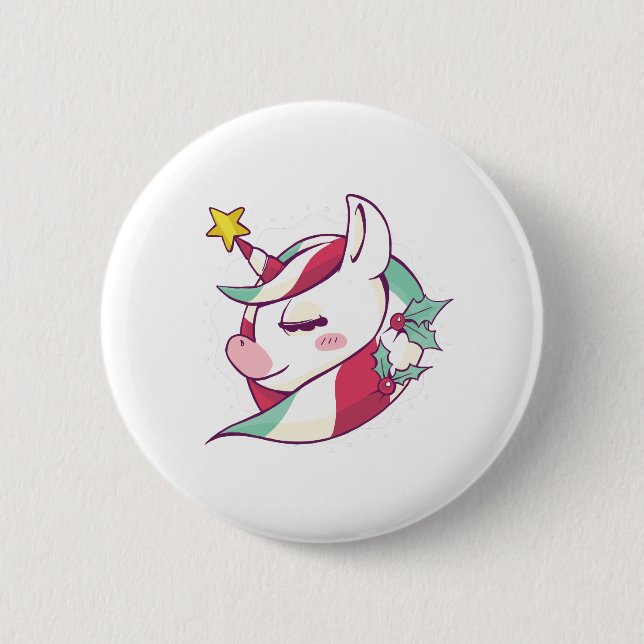 Christmas Unicorn 6 Cm Round Badge (Front)