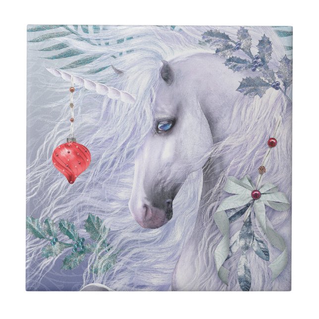Christmas Unicorn Art Tile (Front)