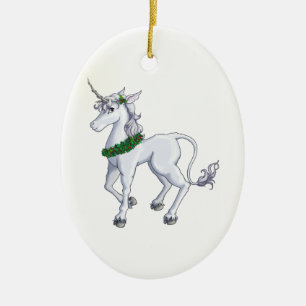 Christmas Unicorn Ceramic Ornament