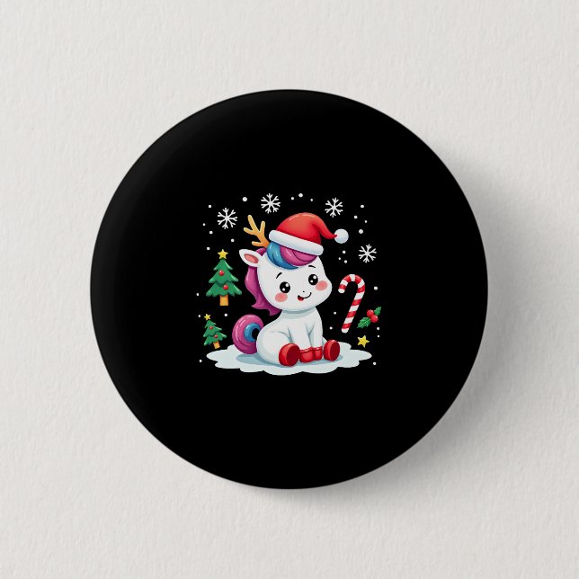 Christmas Unicorn Cute Magical Xmas Toddler Girls  6 Cm Round Badge (Front)