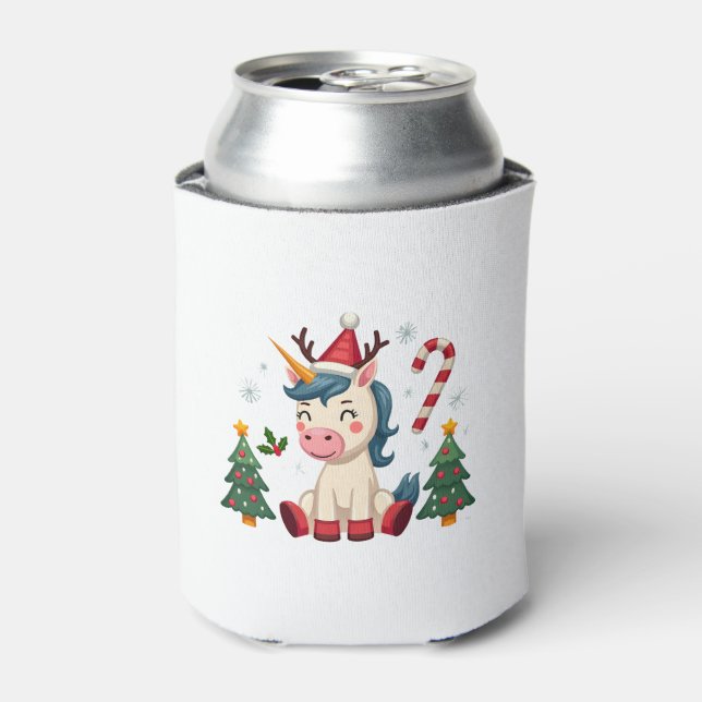 Christmas Unicorn Cute Magical Xmas Toddler Girls  Can Cooler (Can Front)