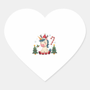 Christmas Unicorn Cute Magical Xmas Toddler Girls  Heart Sticker