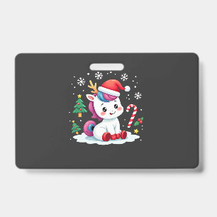 Christmas Unicorn Cute Magical Xmas Toddler Girls ID Badge